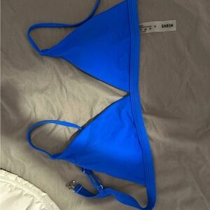 SHEIN Women's Blue Triangle BikiniTop